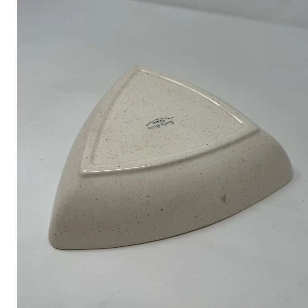 Santa Anita Ware California Pottery Triangular Speckled Divided Serving Dish MCM